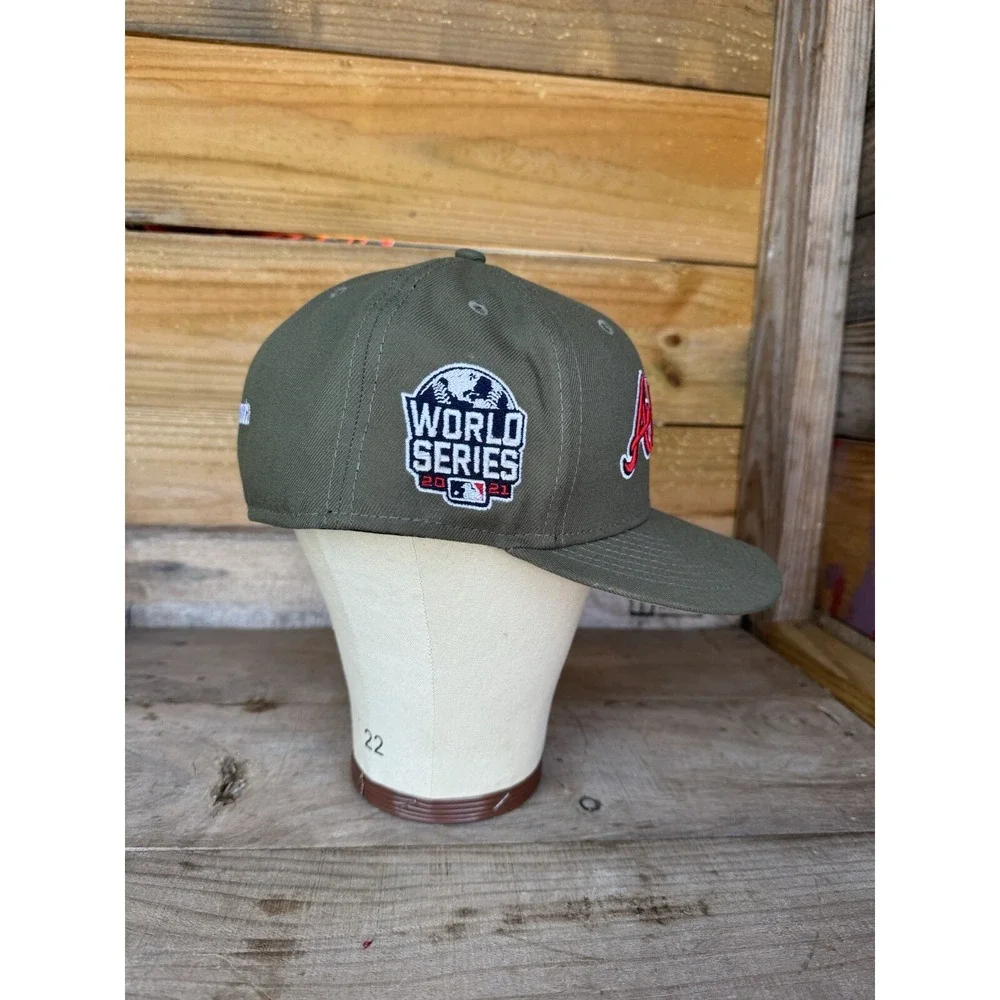 New Era 59fifty 7 5/8 Atlanta Braves World Series 2021 Olive‎ Green Color